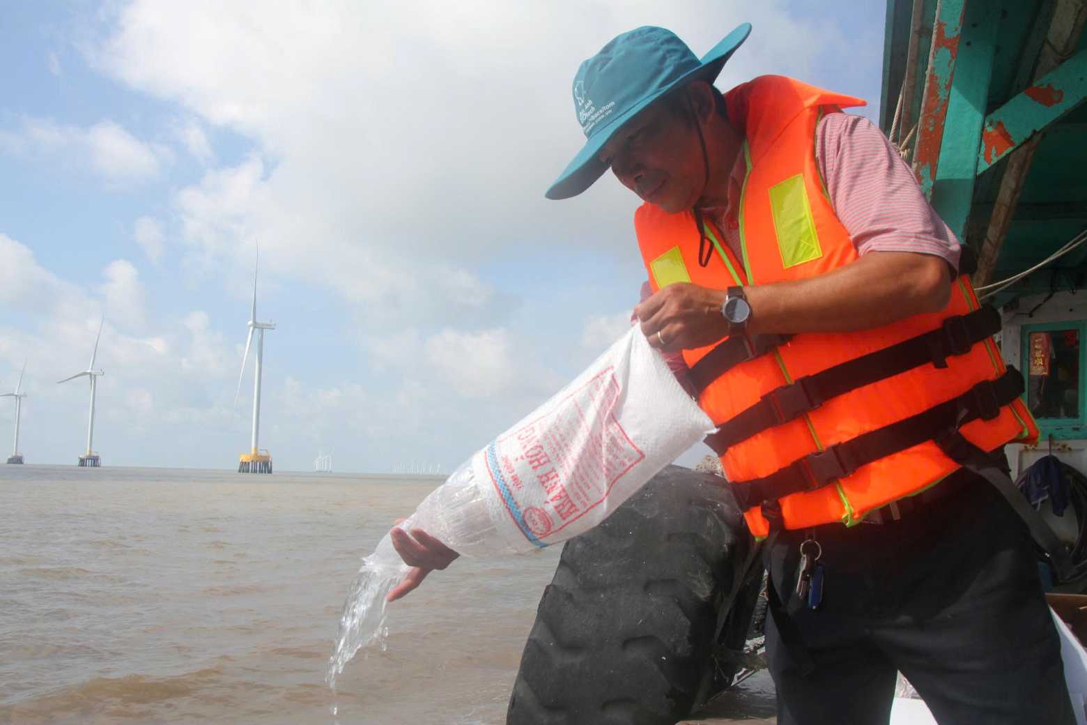 Ca Mau releases millions of seedlings into the sea to regenerate aquatic resources. Photo: Nhat Ho.