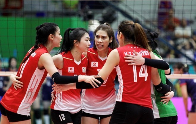 El equipo de voleibol Binh chủng Thông tin se fija objetivos altos en la primera ronda del torneo de este año. Foto: VFV