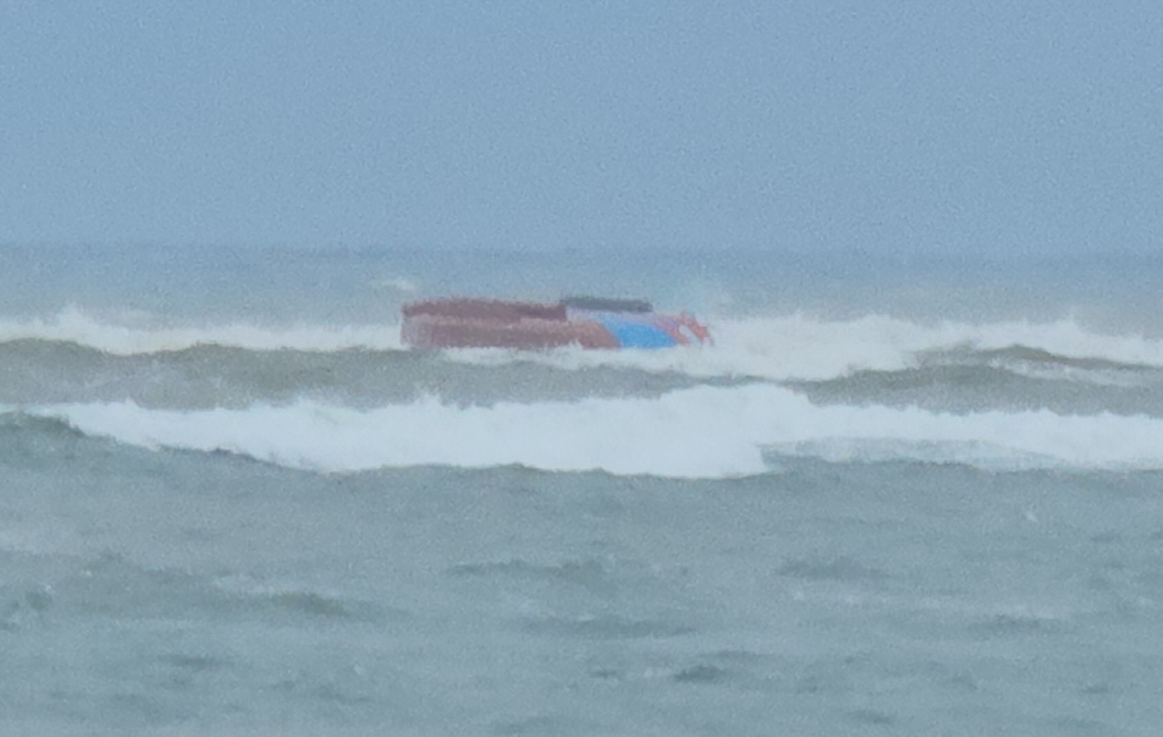 Fishing boat capsizes at Nhat Le estuary. Photo: Nguyen Luan