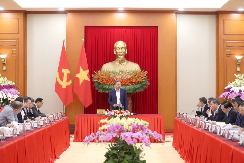 Tổng Bí thư Tô Lâm phát biểu tại phiên họp. Ảnh: Hiền Hòa