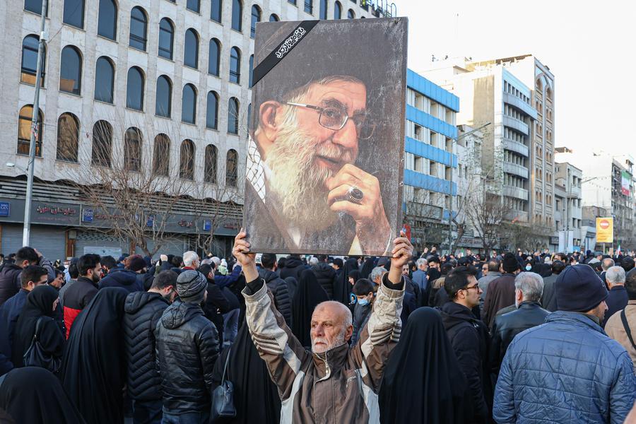 People commemorate Iranian Supreme Leader Ayatollah Ali Khamenei, in Tehran, Iran, March 1, 2026. Photo: Xinhua
