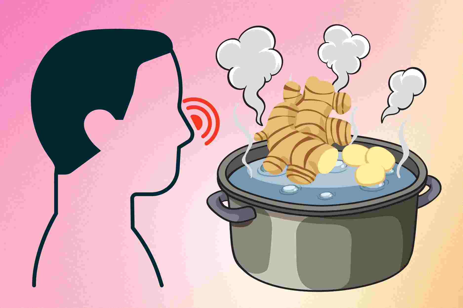 Steaming ginger helps reduce sinusitis symptoms when the weather turns cold