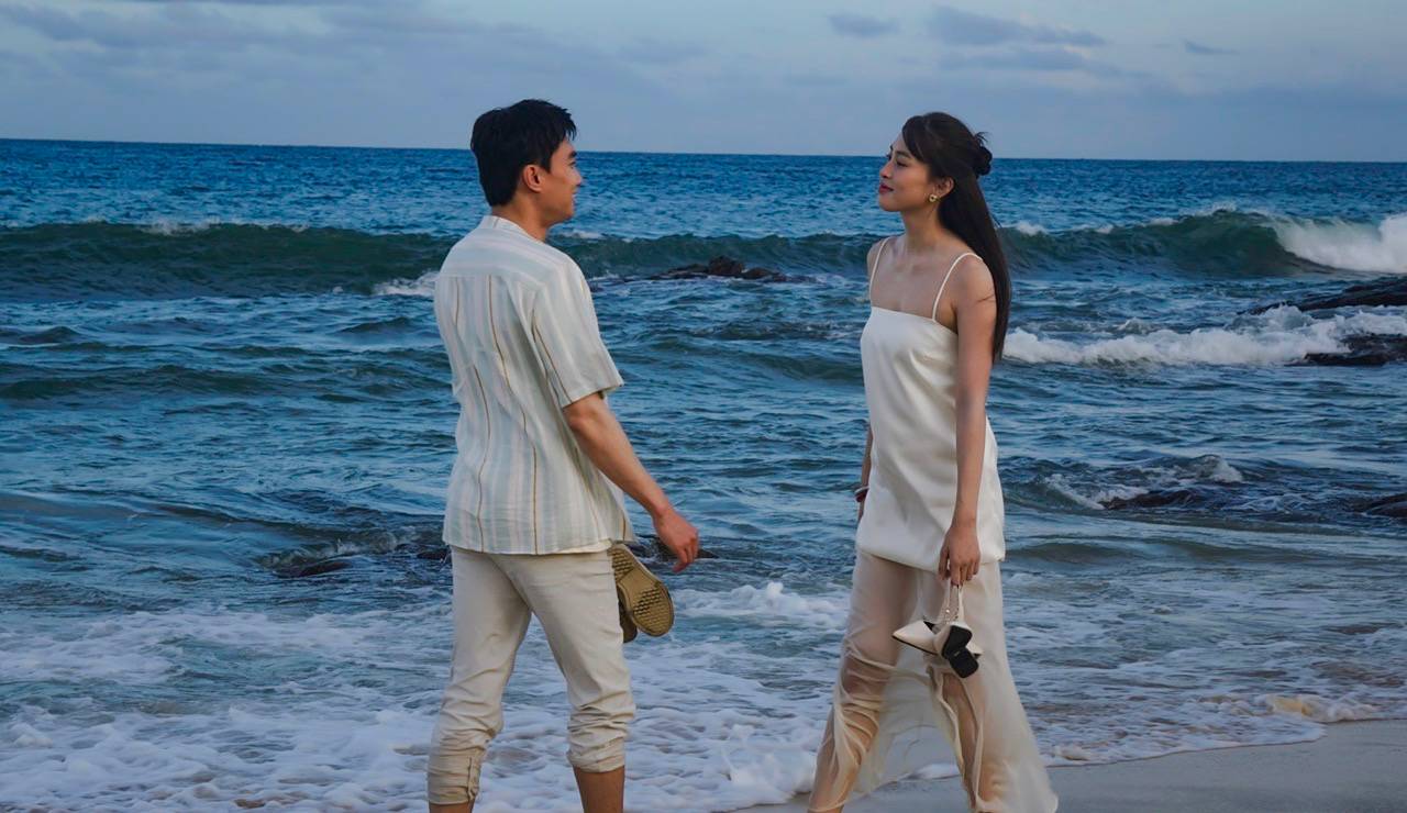 Quoc Truong and Tieu Vy starring in the movie "Oc muon hon" (Snail borrowing its soul). Photo: Film crew.