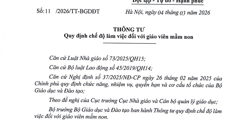 Bộ Giáo dục công bố chế độ làm việc mới cho giáo viên mầm non