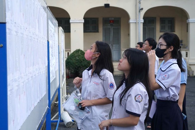 Students taking the 10th grade entrance exam in Ho Chi Minh City in 2025. Photo: Chan Phuc