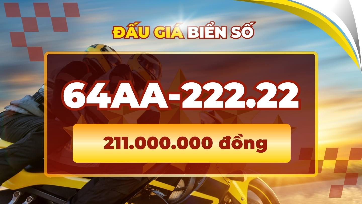 Motorbike license plate 64AA-222. 22 has the highest price in the auction on March 4th