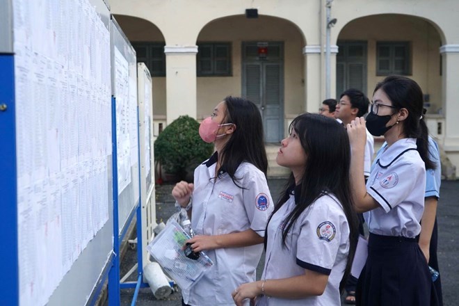 Students taking the 10th grade entrance exam in Ho Chi Minh City in 2025. Photo: Chan Phuc