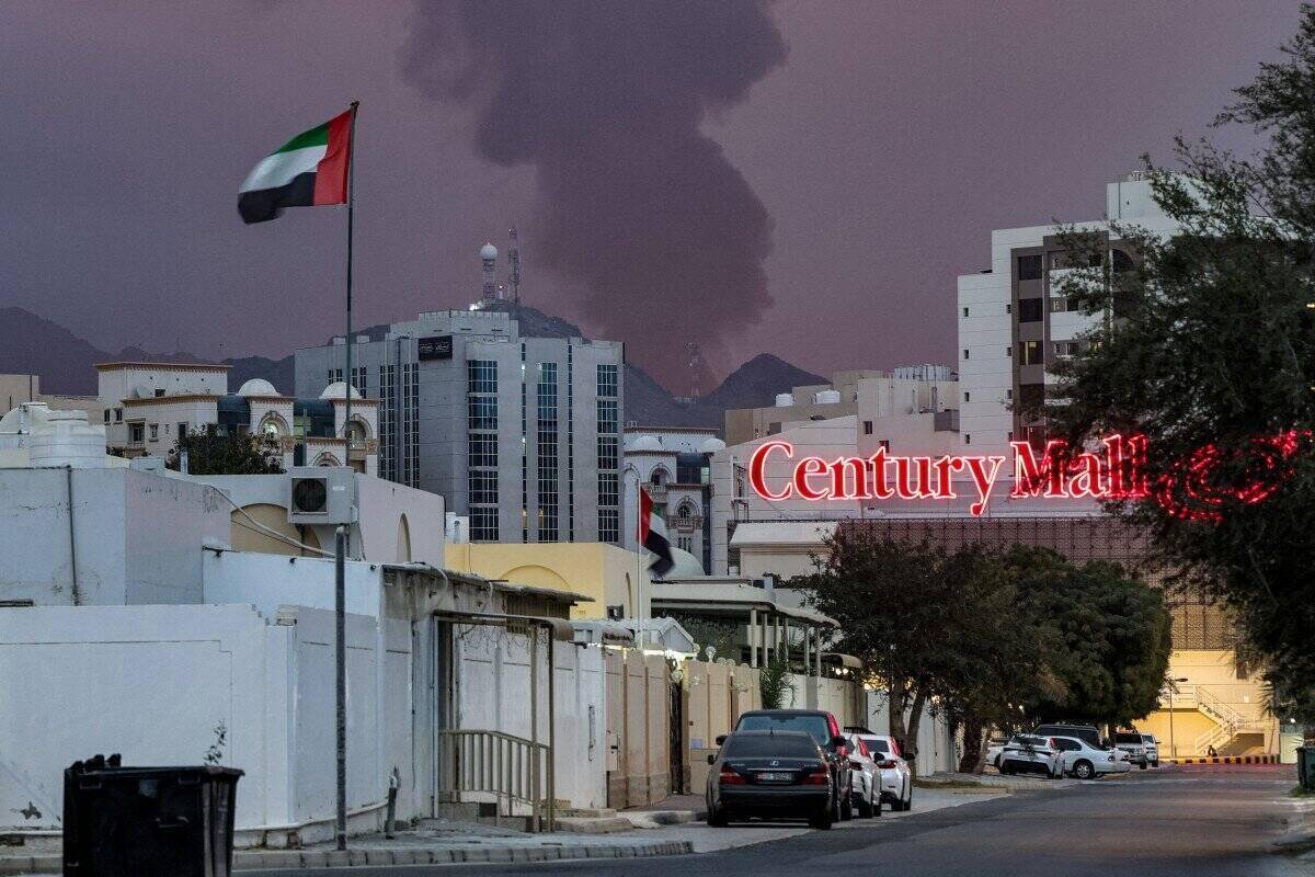 Smoke rises from Fujairah port in the Fujairah emirate after Iran's attack on Gulf countries on March 4, 2026. Photo: AFP