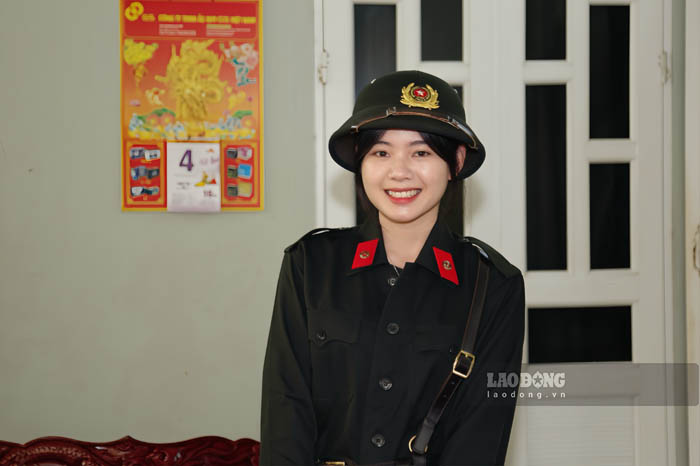Do Phuong Thao - "beauty" participating in enlistment in the People's Police force in 2026 in Dien Bien province. Photo: Quang Dat