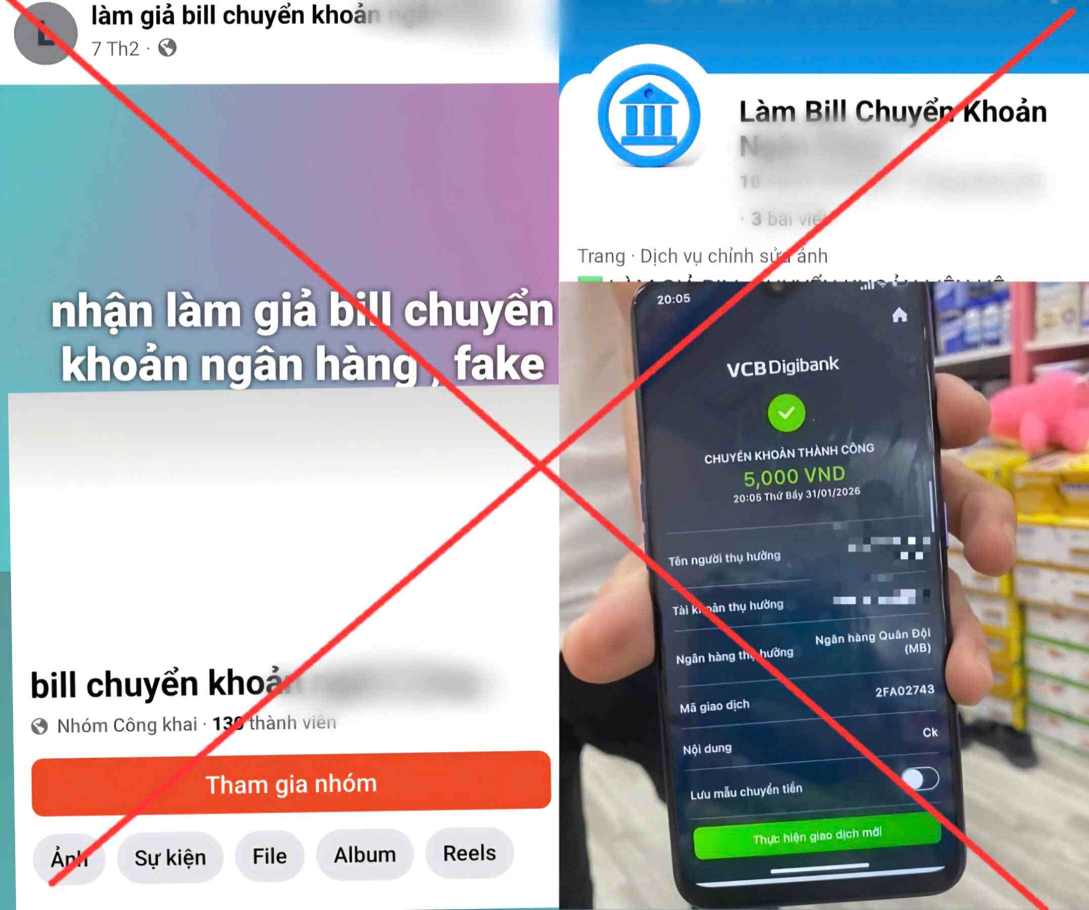 Thời gian gần đây, thủ đoạn lừa đảo bằng biên lai chuyển khoản giả nở rộ, khiến không ít người dân và hộ kinh doanh rơi vào cảnh mất tiền oan. Ảnh: Lan Nhi