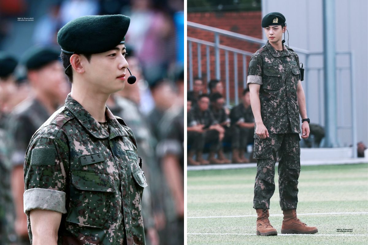 Cha Eun Woo nhập ngũ từ tháng 7.2025 và gần đây vướng nghi vấn trốn thuế. Ảnh: Lotte