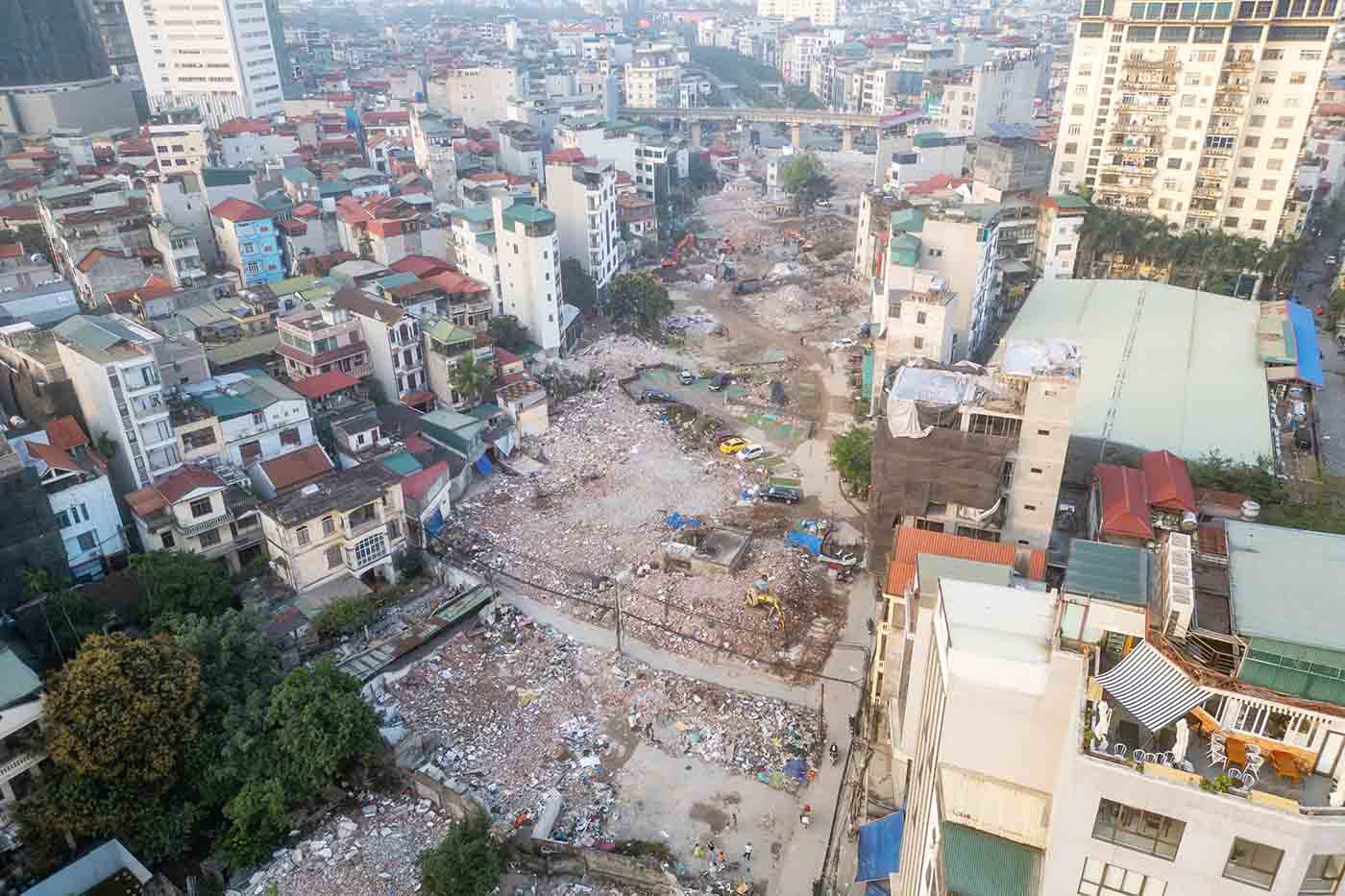 Many works within the Ring Road 2.5 project section Cau Giay - Dich Vong New Urban Area have been cleared. Photo: Song Huu