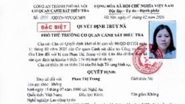Công an Hà Nội truy nã người phụ nữ lừa đảo chiếm đoạt hơn 2,4 tỉ đồng. Nguồn CAHN
