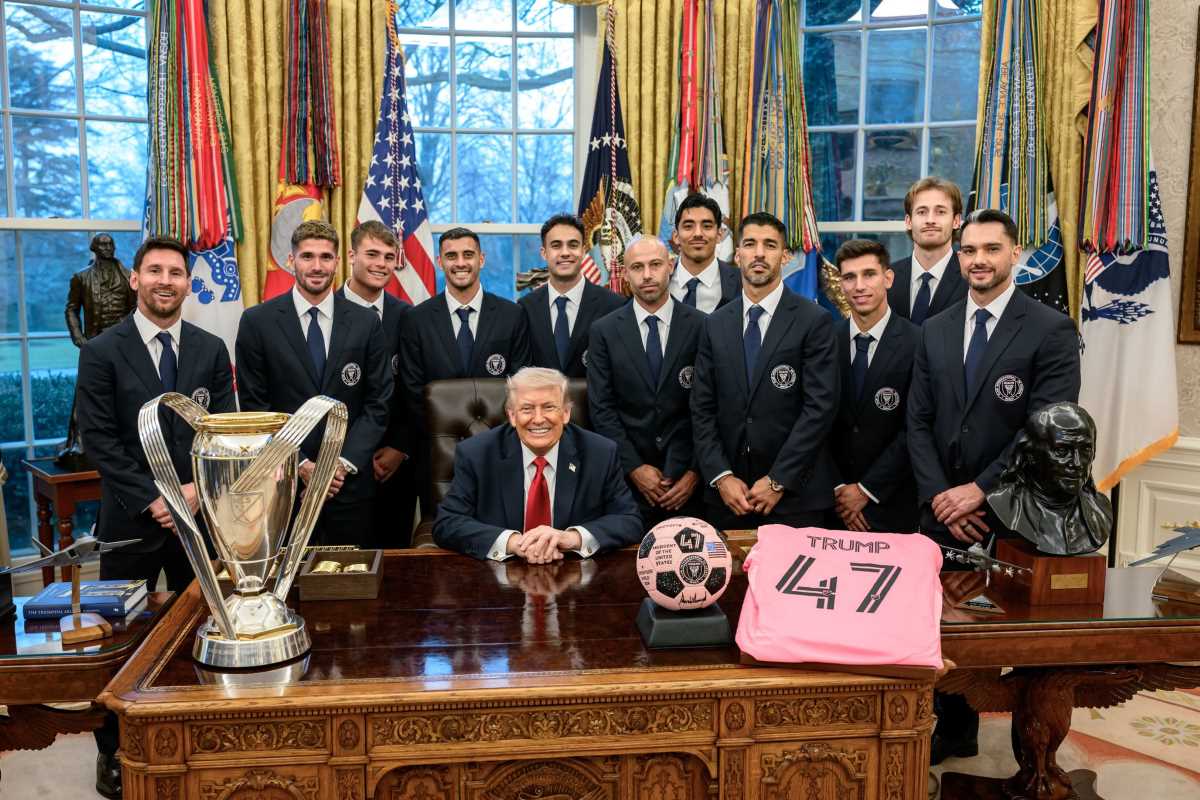 President Donald Trump speaks about Cuba at a congratulatory event for the US Major League Soccer (MLS) champion team Inter Miami CF on May 5. 3. Photo: White House