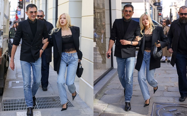 Rosé và Emmanuel Tomasini Giám đốc VIP toàn cầu của Saint Laurent. Ảnh X