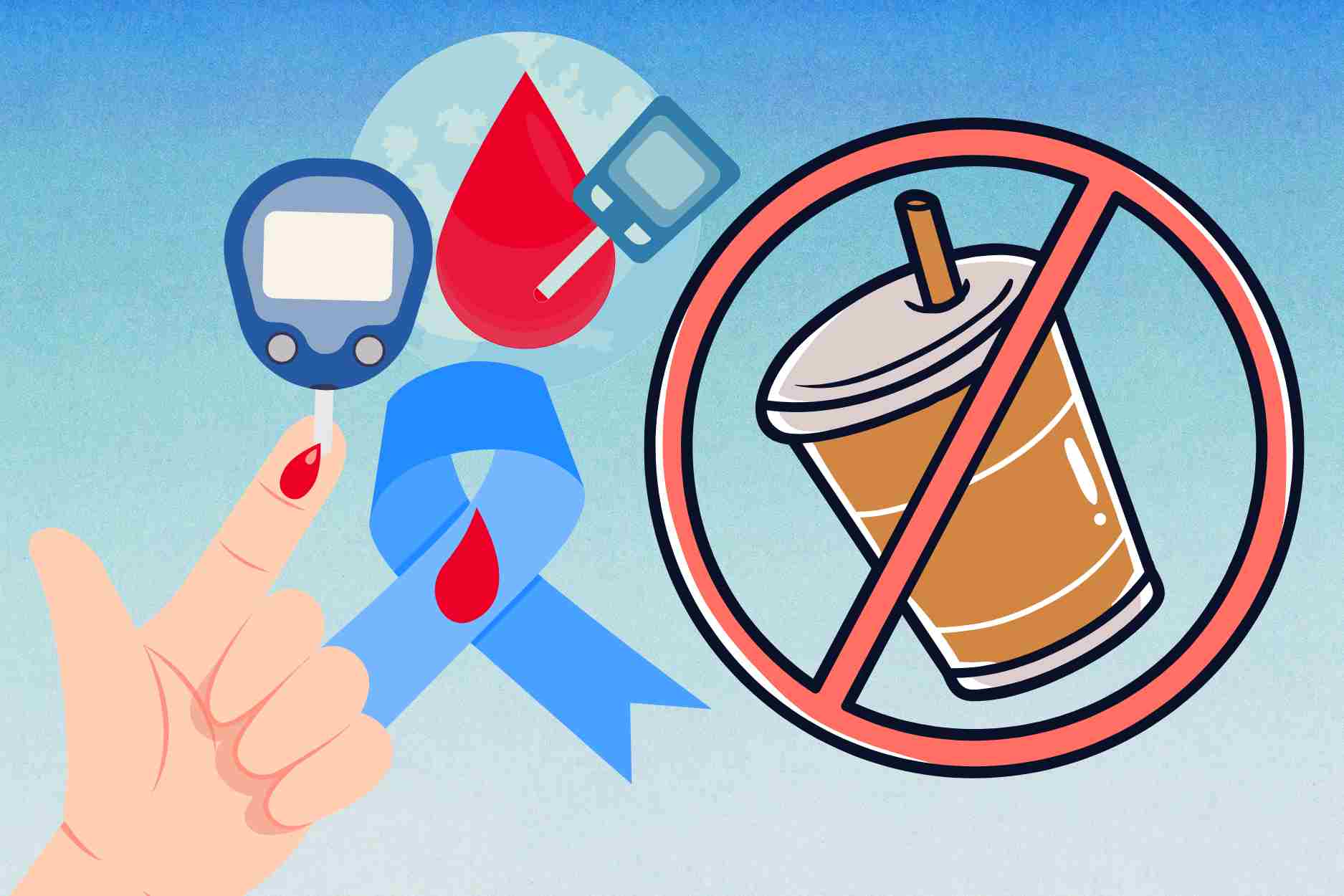 How does blood sugar change when you stop drinking soft drinks for 2 weeks?