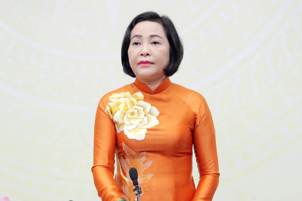 Member of the Party Central Committee, Vice Chairman of the National Assembly Nguyen Thi Thanh - Member of the National Election Council talks about the work to be implemented after the election and the First Session, 16th National Assembly. Photo: Pham Dong