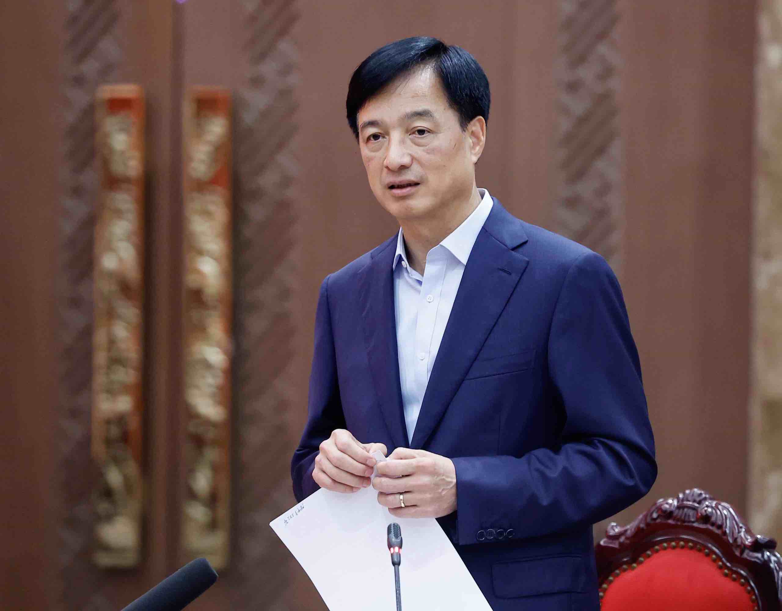 Ủy viên Bộ Chính trị, Bí thư Thành ủy Hà Nội Nguyễn Duy Ngọc phát biểu tại hội nghị. Ảnh: TTXVN