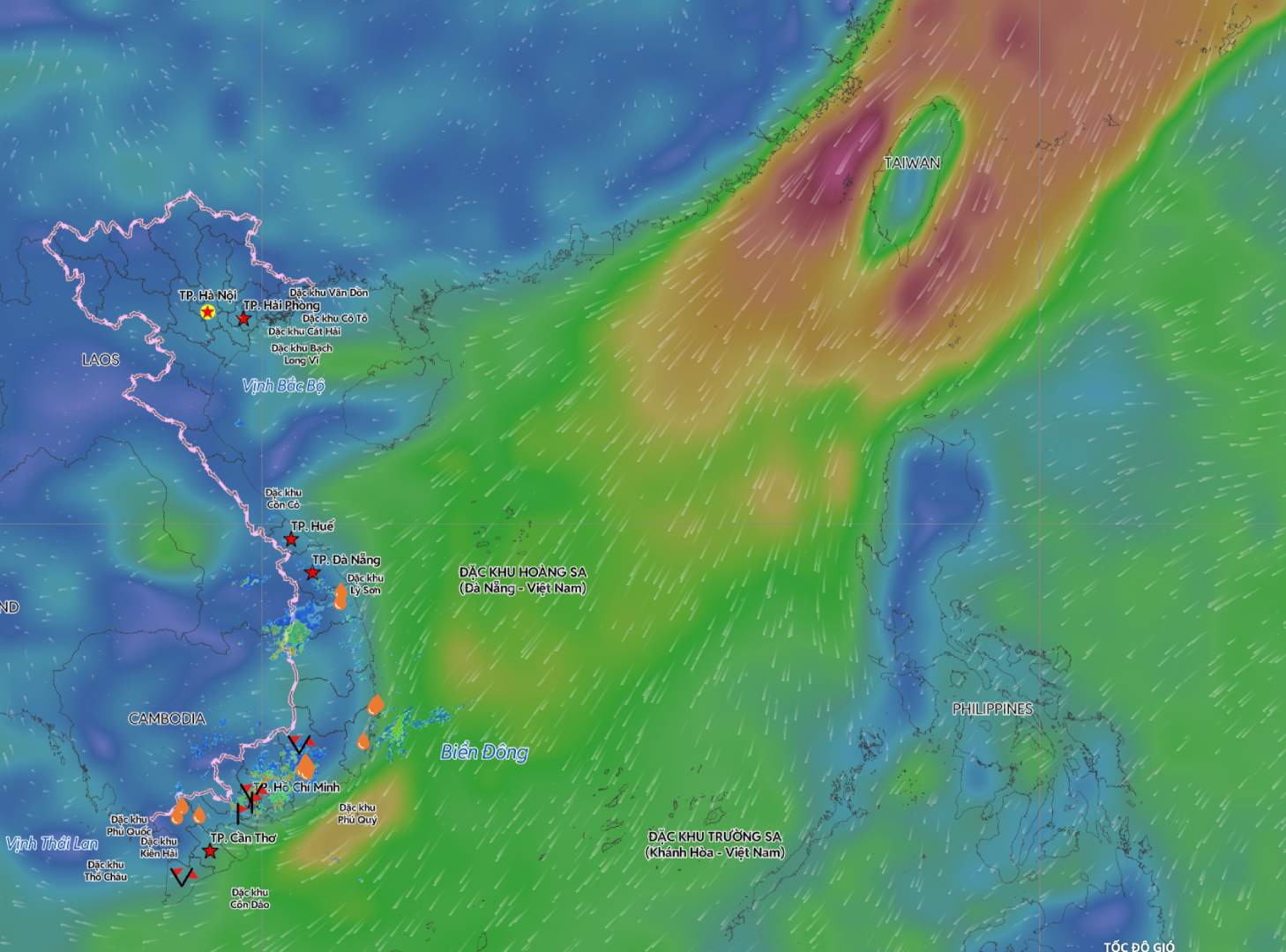 Forecast of northeast monsoon causing adverse weather in some sea areas. Image source: Vietnam Disaster Monitoring System