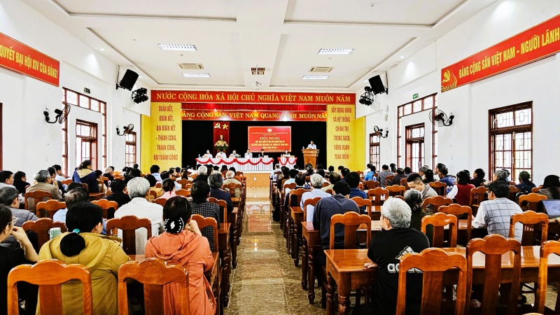 Quang cảnh hội nghị tiếp xúc cử tri xã Trà My, Đà Nẵng của ứng cử viên đại biểu Quốc hội khóa XVI. Ảnh: Hoàng Bin