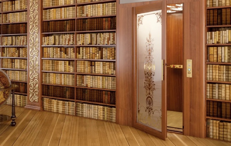 Thang máy gia đình cũng mang dấu ấn nghệ thuật. Ảnh Tùng Thu