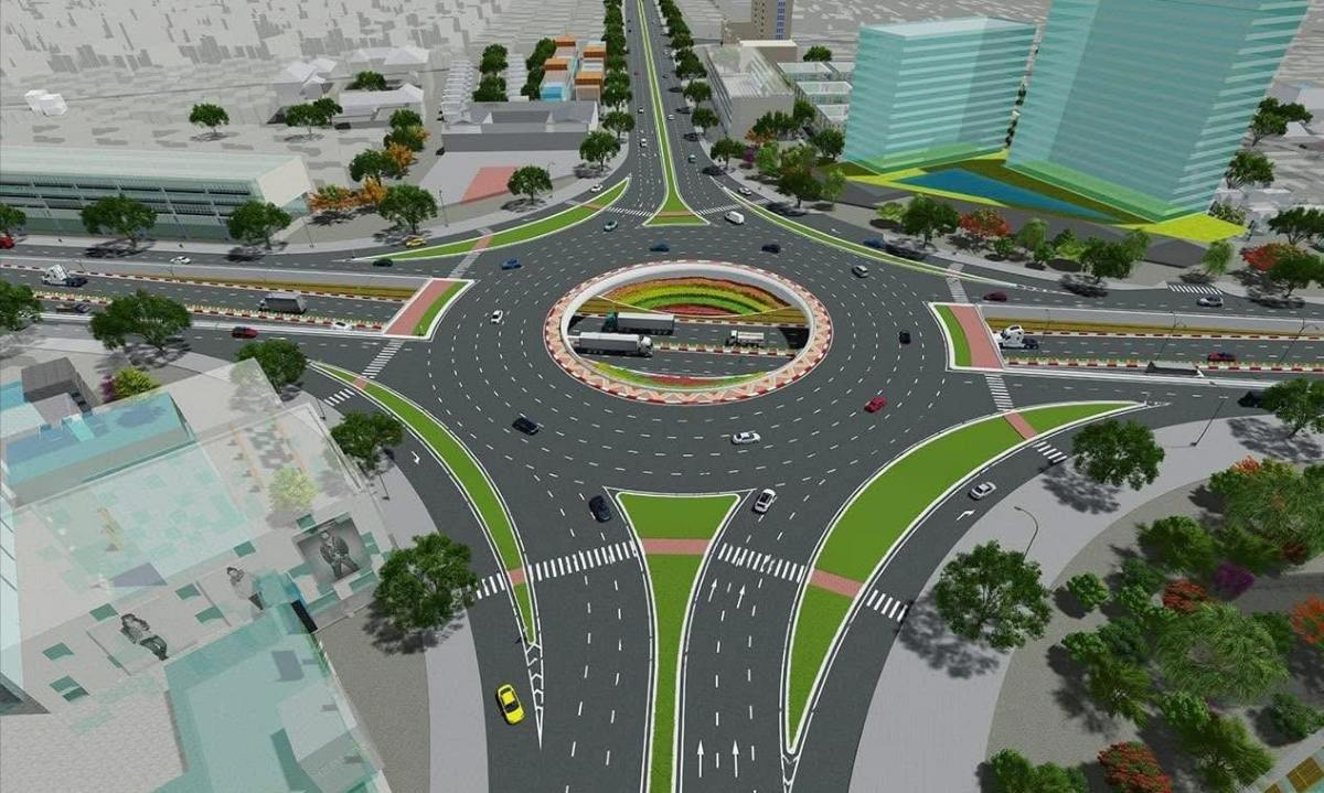 Perspective of Bui Vien - Vo Nguyen Giap intersection under construction. Photo: Hai Phong Traffic Construction Investment Project Management Board