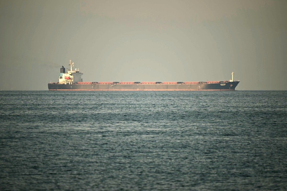 Cargo ship off the coast of Fujairah city (UAE), near the Strait of Hormuz, February 25, 2026. Photo: AFP