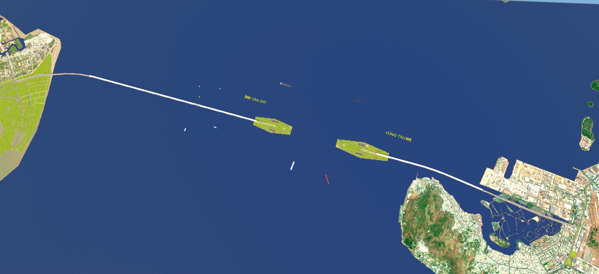 Design plan for the Can Gio - Vung Tau sea-crossing road with underwater tunnel section. Photo: Vingroup