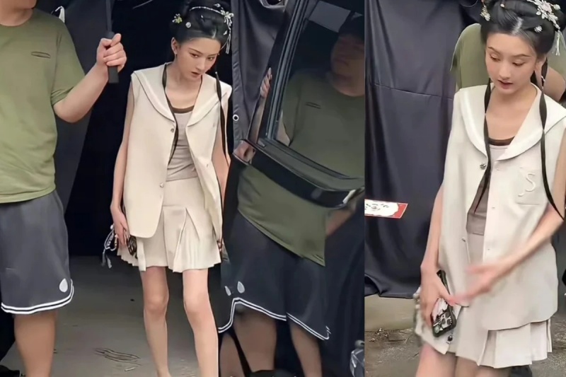 Thân hình gầy gò đáng lo ngại của Tống Tổ Nhi. Ảnh: Weibo.