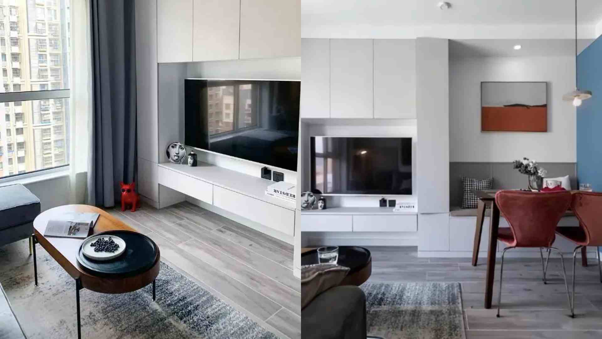 Seamless living room - kitchen design, optimizing amenities for the family. Graphics: Ha May