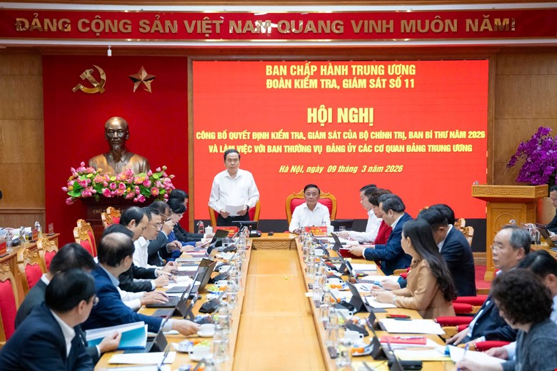 Conference announcing the decision to inspect and supervise with the Standing Committee of the Party Committee of Central Party Agencies. Photo: Quochoi. vn