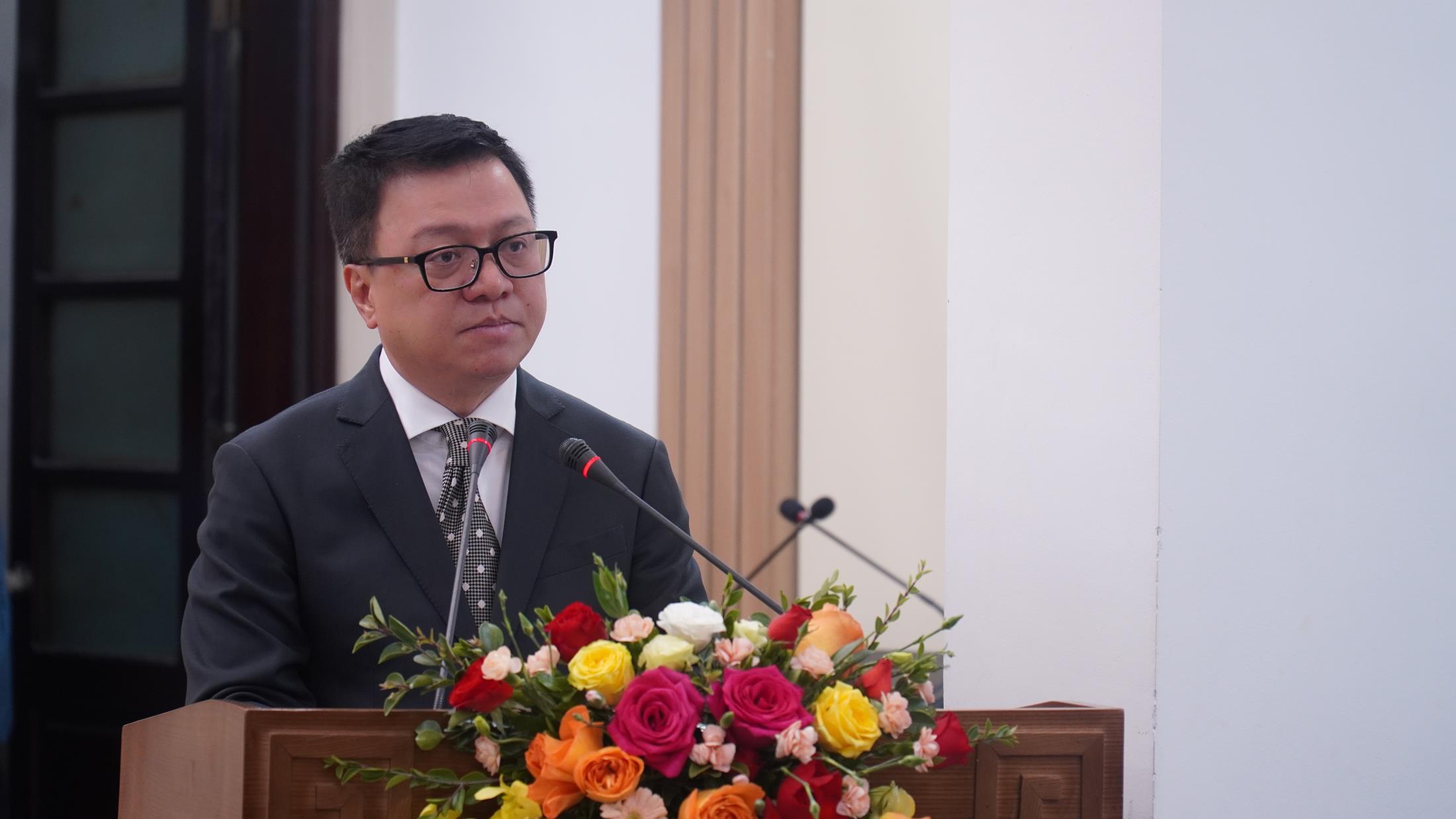 Ông Lê Quốc Minh - Tổng biên tập Báo Nhân Dân phát biểu. Ảnh: Minh Vũ