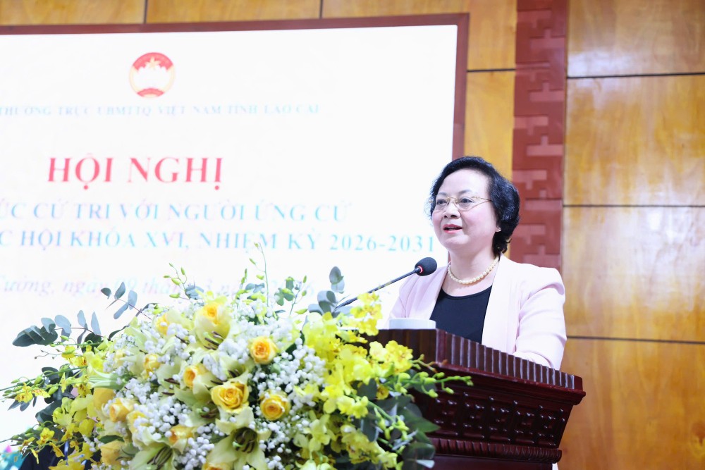 Phó Thủ tướng Chính phủ Phạm Thị Thanh Trà thông tin tới cử tri về lộ trình cải cách tiền lương. Ảnh: VGP/Thu Giang