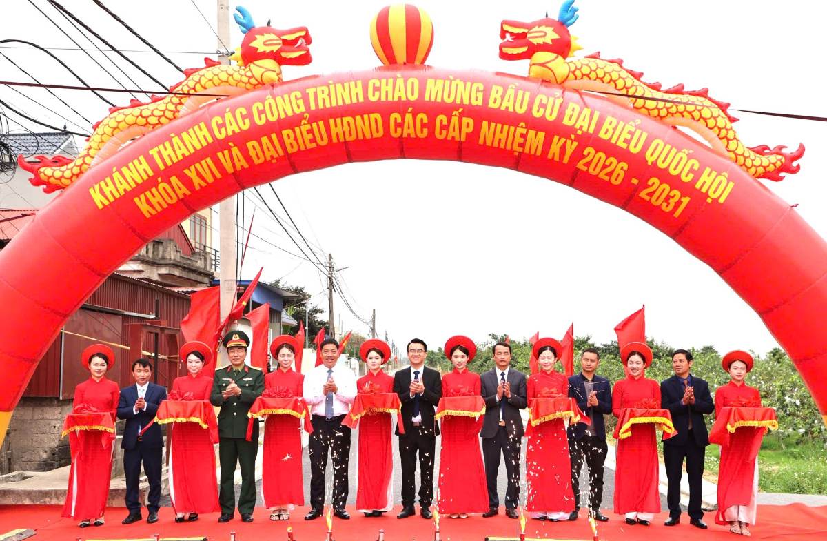 Delegates perform the project inauguration ceremony. Photo: Hai Phong e-Portal