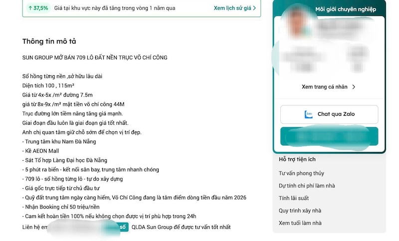 Các môi giới liên tục quảng bá dự án Sun Group mở bán 709 lô đất nền gắn liền với các tiện ích. Ảnh: Mỹ Linh