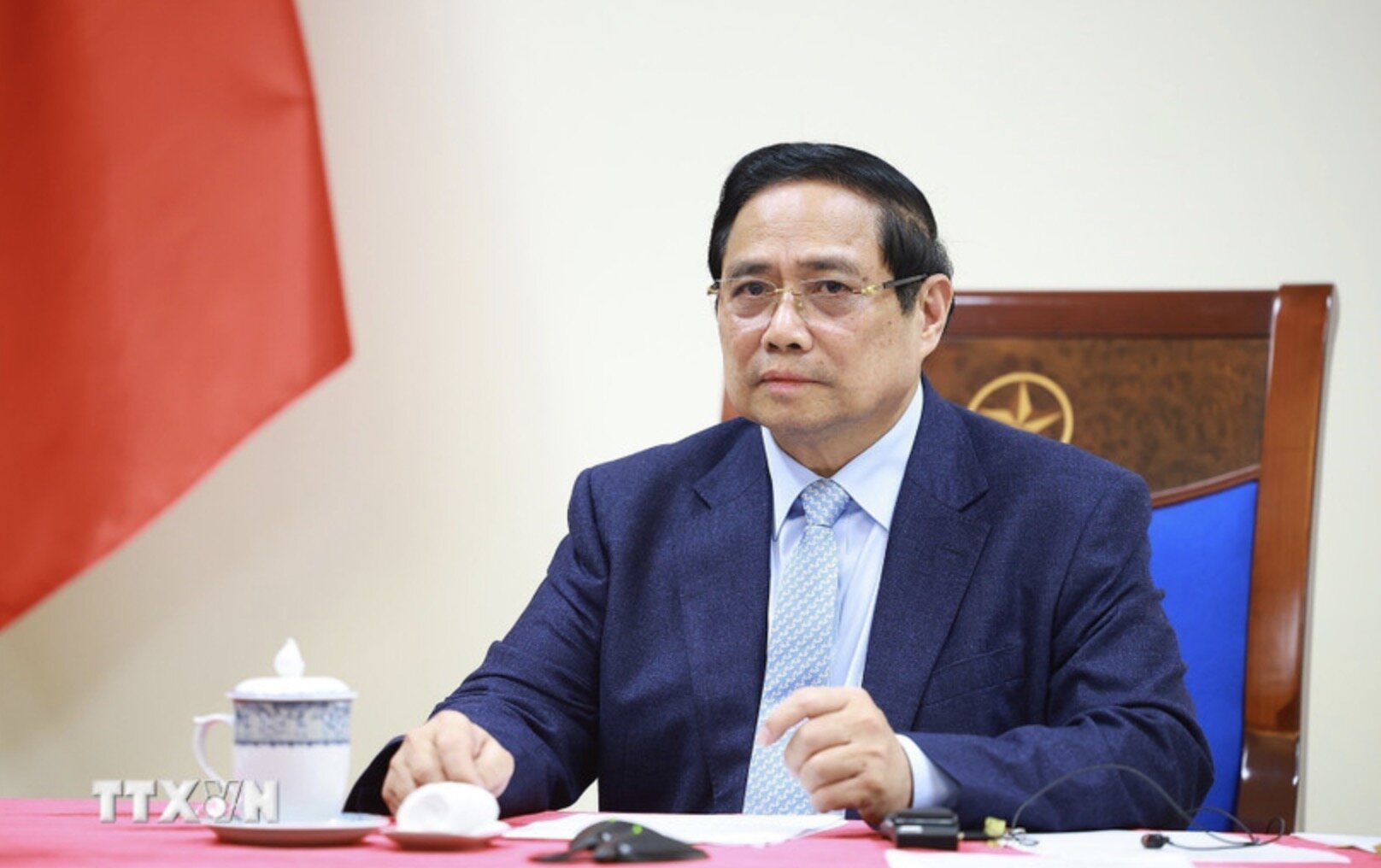 Prime Minister Pham Minh Chinh talks by phone with Kuwait Prime Minister Sheikh Ahmad Abdullah Al-Ahmad Al Sabah. Photo: VNA