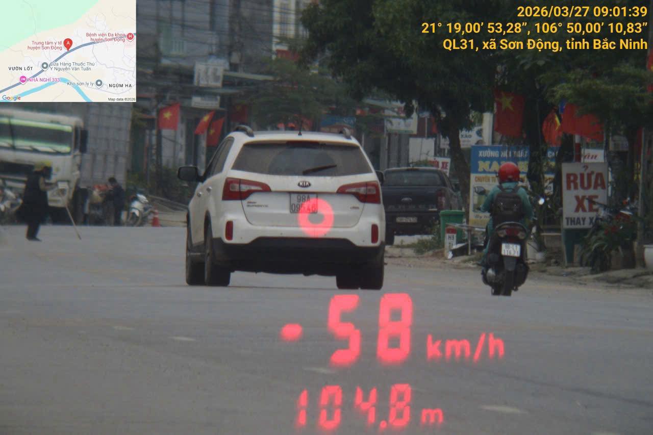 A vehicle fined remotely in Bac Ninh (red license plate). Photo: Traffic Police Department of Bac Ninh Provincial Police