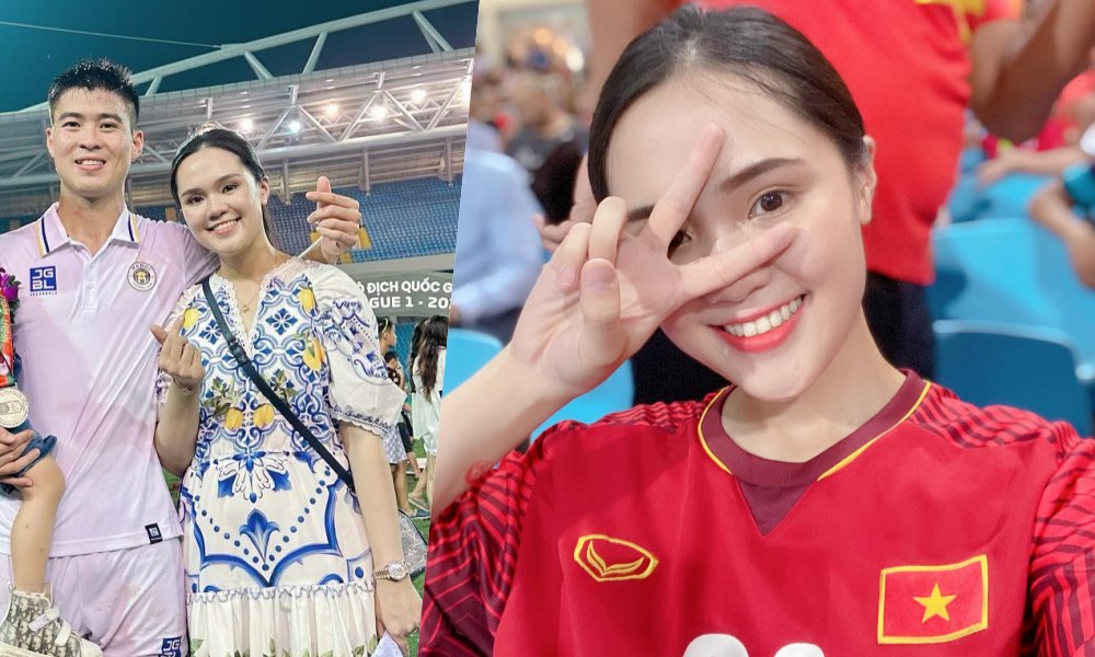 Quỳnh Anh luôn xuất hiện trong những trận đấu của chồng. Ảnh: Cắt từ video.