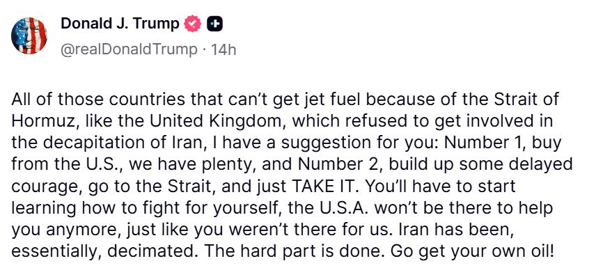 Ông Donald Trump chỉ trích các nước châu Âu. Ảnh: Truth Social/ @realDonaldTrump