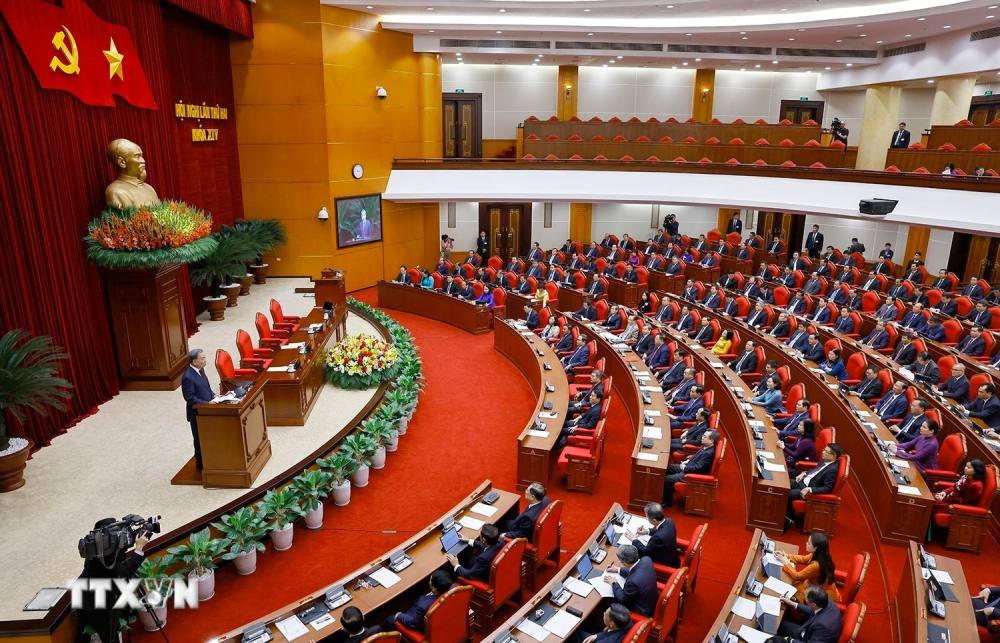 Hội nghị Trung ương 2 khóa XIV tại Hà Nội. Ảnh: TTXVN