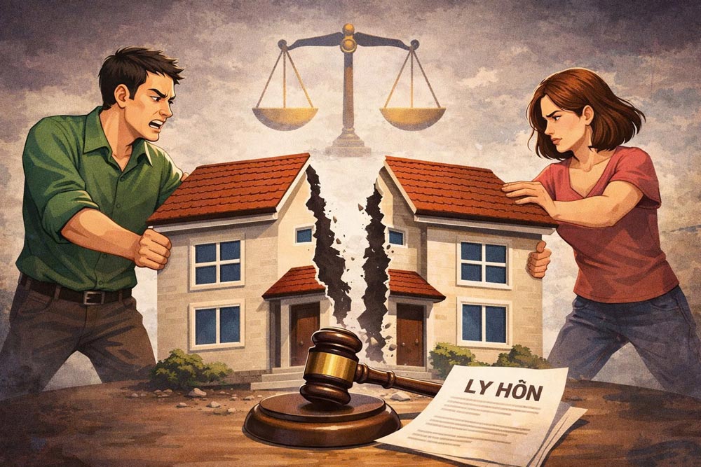 부부가 결혼 후 얻는 토지 사용권은 부부의 공동 재산입니다. 사진: AI/팜 응옥