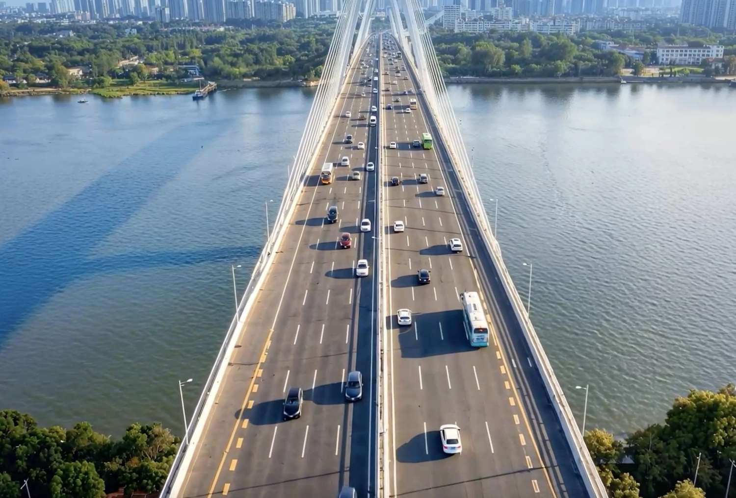 Cầu Phú Mỹ 2 thiết kế 8 làn xe, gồm 6 làn cơ giới, 2 làn hỗn hợp. Ảnh: Tư vấn thiết kế