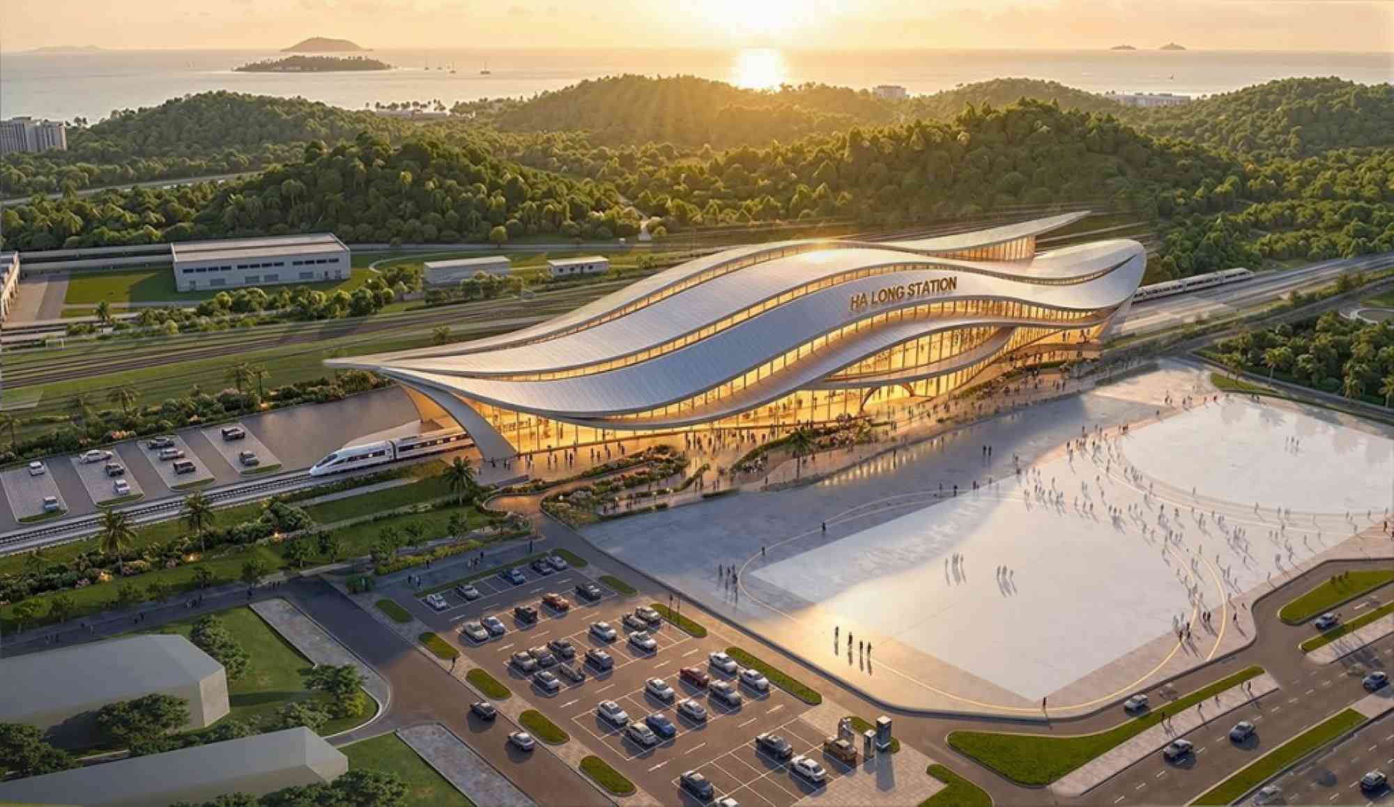 Perspective of the Hanoi - Quang Ninh high-speed railway station. Photo: VinGroup