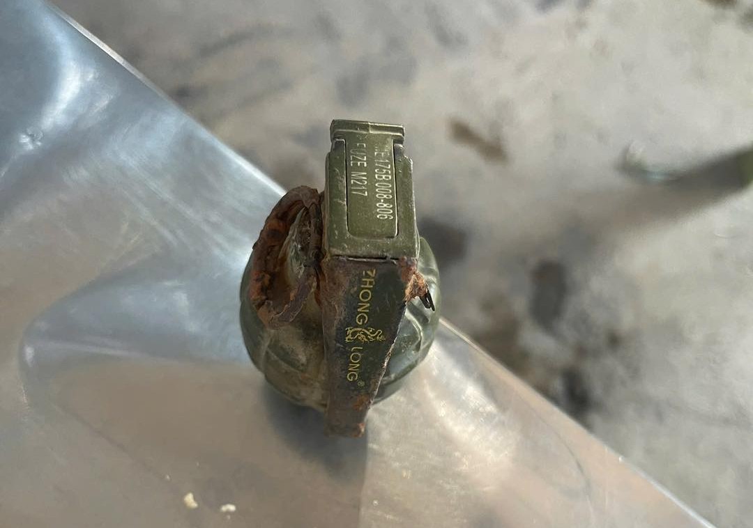 The grenade, a life-threatening explosive, was discovered by people. Photo: Police