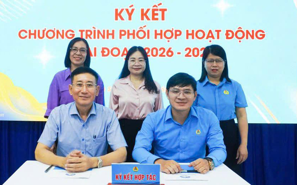 The Trade Union and the Business Association of Ngu Hanh Son Ward, Da Nang City signed a coordination program for activities, phase 2026 – 2028. Photo: Ngu Hanh Son Trade Union