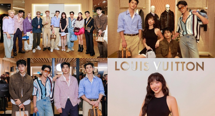 HIEUTHUHAI, Toc Tien, Chau Bui en la tienda Louis Vuitton Saigon Centre. Foto: Unidad proveedora.