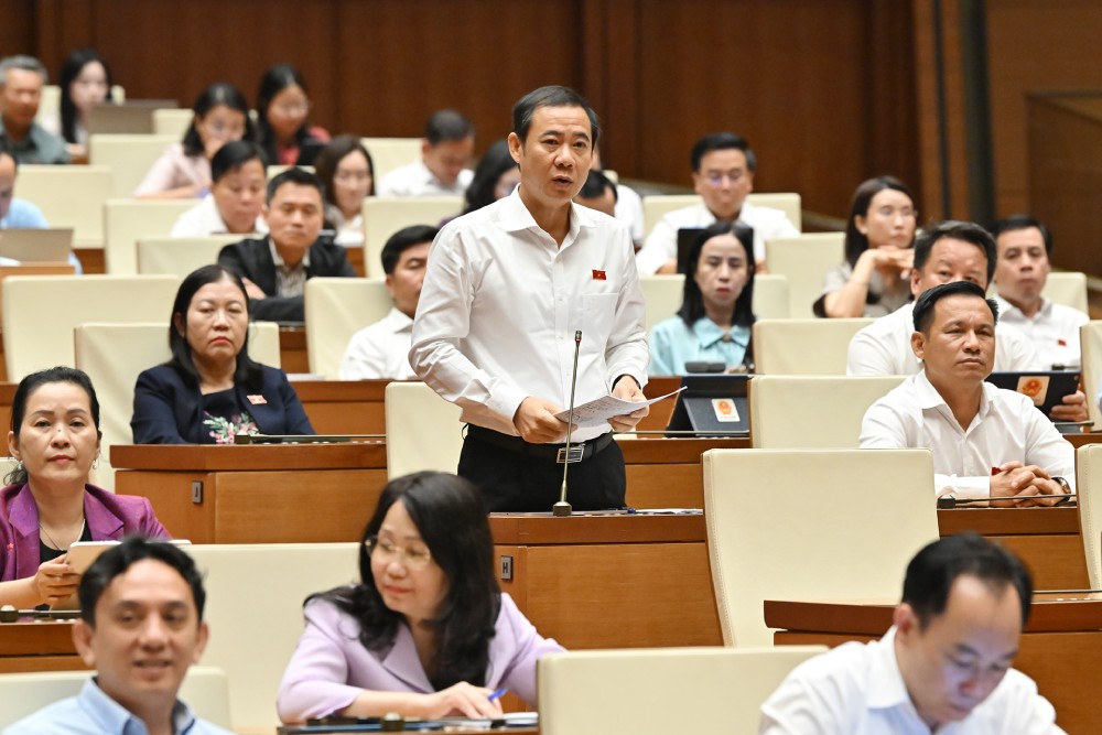 National Assembly Delegate Nguyen Thai Hoc - Deputy Secretary of the Party Committee of the Fatherland Front, central organizations proposed that the commune level must have the obligation to provide information obtained and created by themselves. Photo: Pham Dong