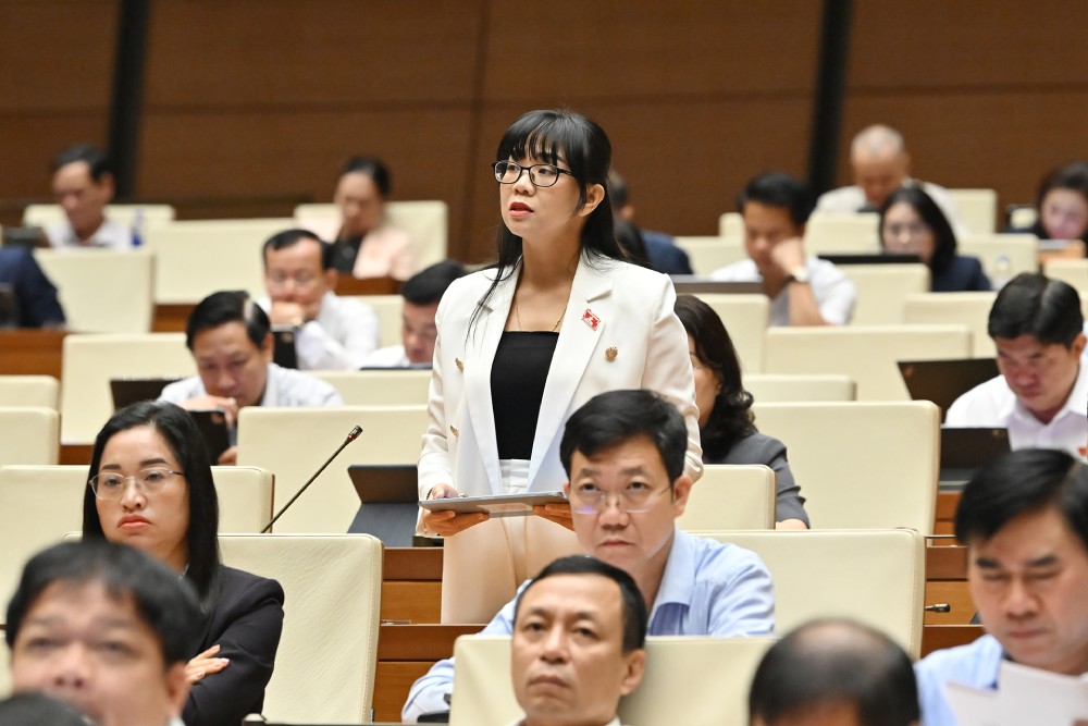 Đại biểu Trịnh Thị Tú Anh phát biểu. Ảnh: Phạm Đông