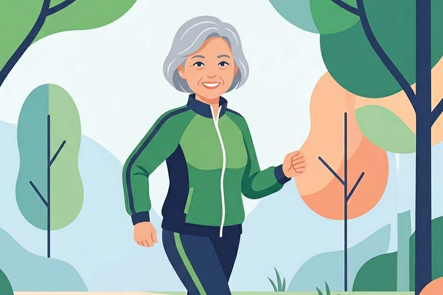 Walking properly helps people over 55 improve their health. Graphics: Thien Nhan