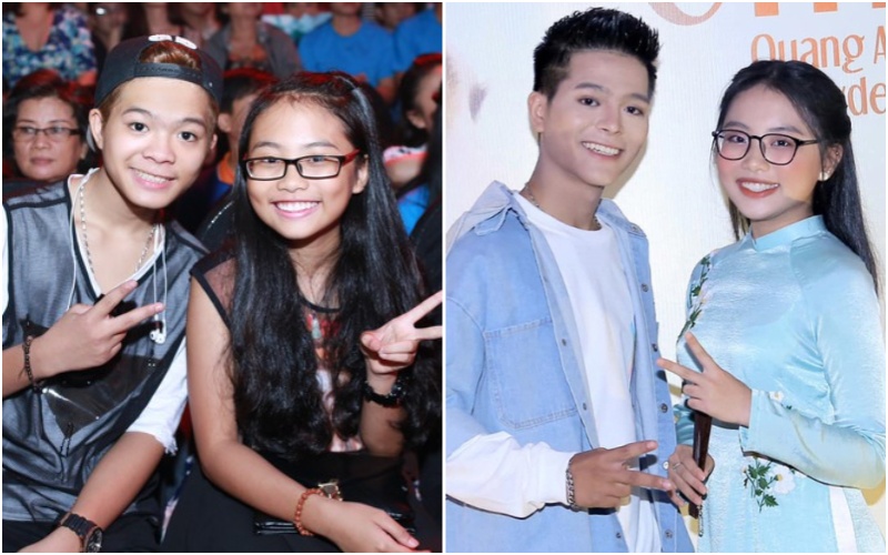 Quang Anh (RHYDER) and Phuong My Chi are close after the 2013 The Voice Kids season. Photo: NVCC